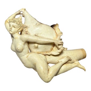 Antique 19th Century Carved Meerschaum Sterling Venus Lady Shell Smoking Pipe For Sale