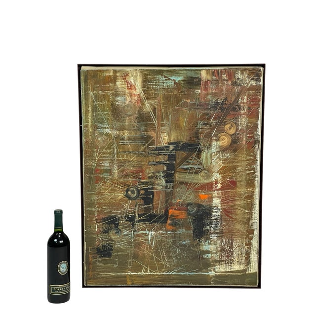 Mid-Century Modern Mid-Century Modern Abstract Oil Painting, C. 1950s–60s For Sale - Image 3 of 12