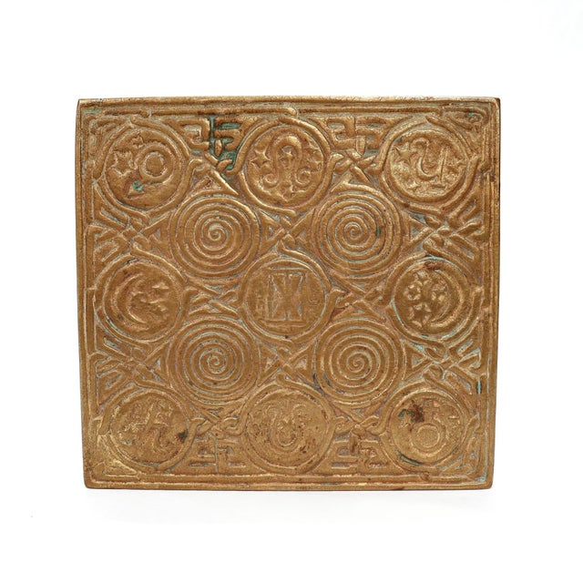 Mid-Century Modern Tiffany Studios Zodiac Pattern Gilt Bronze Cigar Humidor or Table Box No. 1655 For Sale - Image 3 of 15