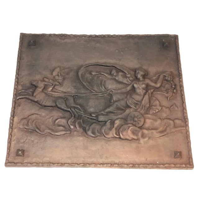 Gray Romantic Scene Cast Iron Fireback, French, circa 1950 For Sale - Image 8 of 9
