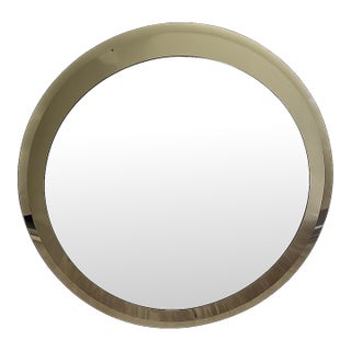 1981 Italian Modern Fontana Arte Style Round Beveled Mirror For Sale