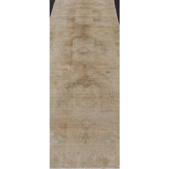 Vintage Turkish Runner in Earth Tones & Light Brown in Medallions For Sale - Image 9 of 12