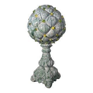 Vintage 1970s Sculptural Ceramic & Glass Table Lamp With Applied Cabochons For Sale