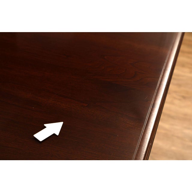 Ethan Allen Georgian Court Queen Anne Style Double Pedestal Cherry Dining Table For Sale - Image 17 of 18