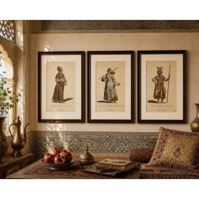 Paper Persian Costumes, 1749, Engravings, Set of 3 For Sale - Image 7 of 9
