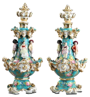 Porcelain Flasks by Jacob Petit, 1830-1840, Set of 2