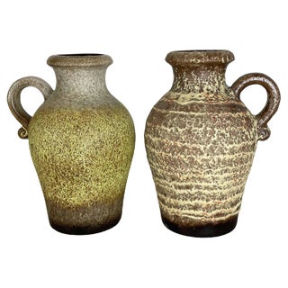Pottery Fat Lava Vases from Scheurich, Germany, 1970s, Set of 2 For Sale