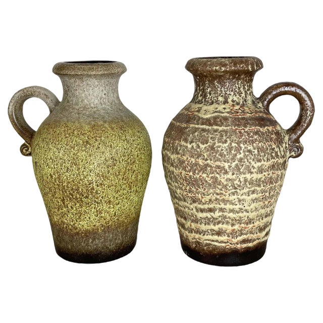 Pottery Fat Lava Vases from Scheurich, Germany, 1970s, Set of 2 For Sale