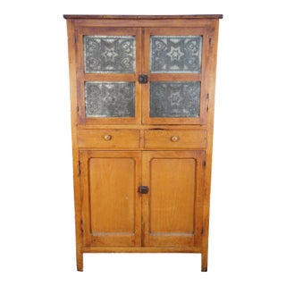Antique Primitive Pine Punched Tin Country Pie Safe Cabinet Cupboard For Sale