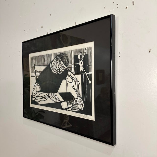 Glass James Mateer Relief Wood Cut Print "Wood Cutter" 7/25 For Sale - Image 7 of 12