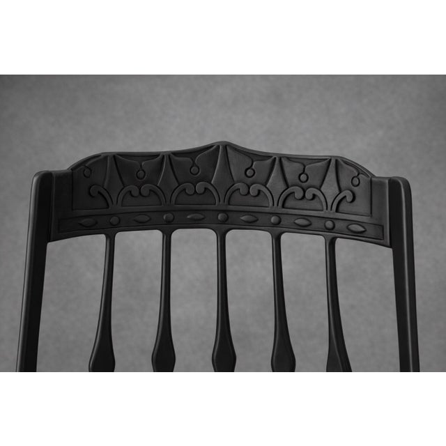 1970s Chromodern Sculptural Swivel Dining Chairs in Matte Black – Set of 6 (Ch084) For Sale - Image 4 of 7