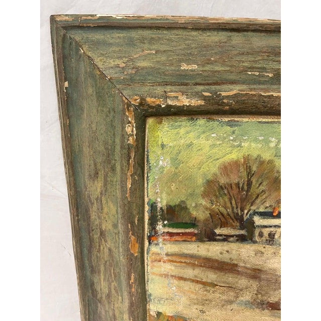 White Winter Farmland Scene on Board For Sale - Image 8 of 12