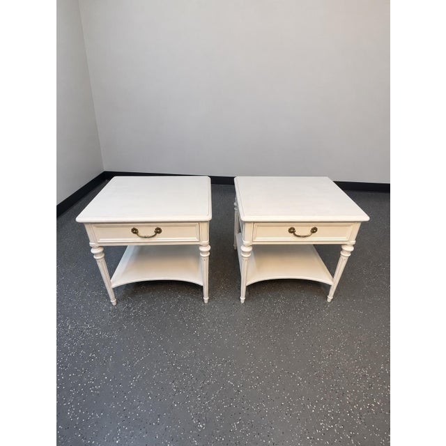 Henredon 1970's Neoclassical Henredon Painted Nightstands- A Pair For Sale - Image 4 of 11