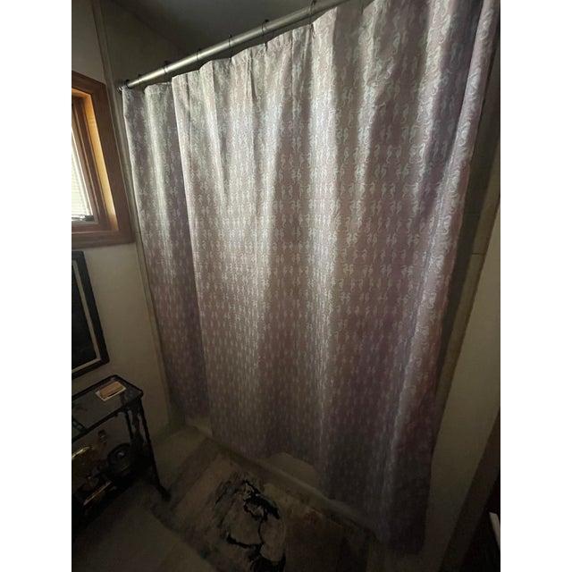 Unique Gray Blue Nautical Seahorse Shower Curtain For Sale - Image 4 of 4