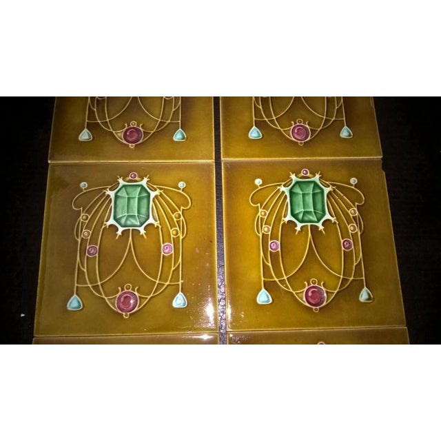2000 - 2009 Antique Art Nouveau Fireplace Tiles, Set of 10 For Sale - Image 5 of 8