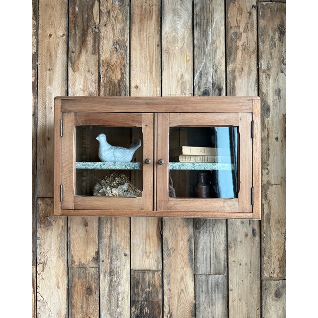 Small Wall-Mounted Walnut Display Case, 1940s For Sale - Image 13 of 13