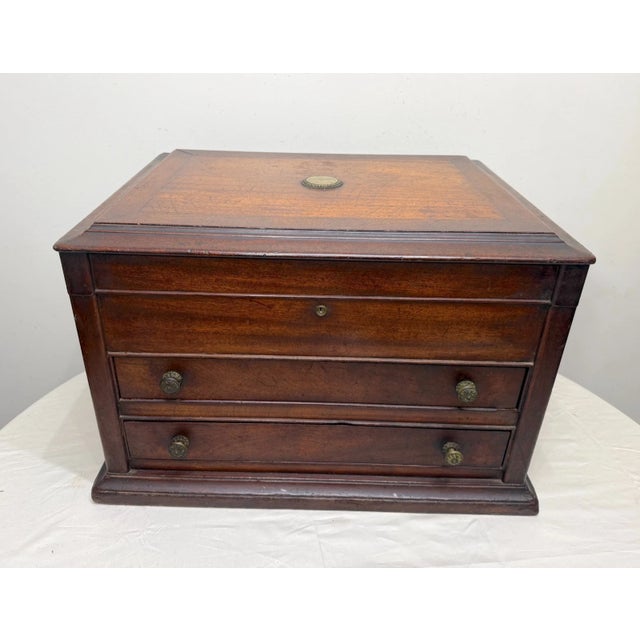 Up for sale is a very high quality and gigantic handmade antique 19th century wooden silverware box designed for storing...