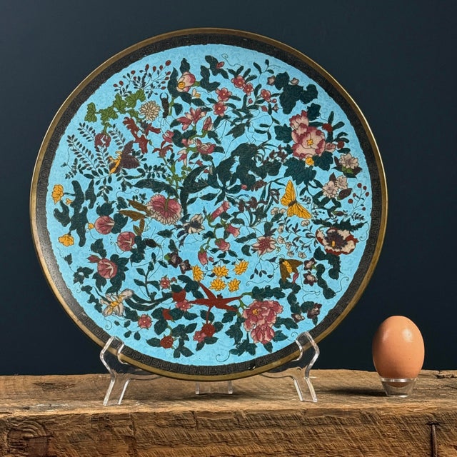 Japanese Cloisonné Enamel Plate, Meiji Period (1868-1912) Object Description: A circular plate executed in shippō...