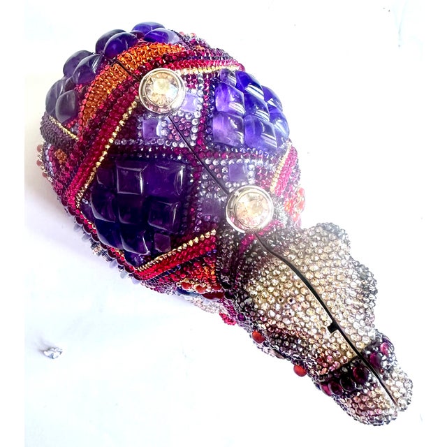 Purple 2009 Judith Leiber Camel Gemstone Amethyst Crystal Evening Bag Clutch Shoulder Animal Minaudiere For Sale - Image 8 of 9