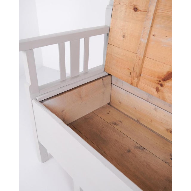 Gray Antique Grey Storage Bench in Pine Wood, 1860s For Sale - Image 8 of 11