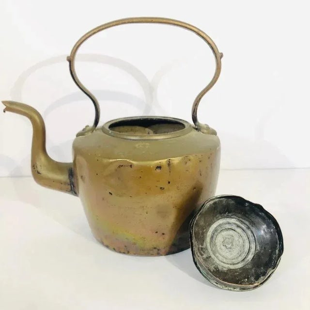 Metal Mid 1800s All Brass Antique Kettle For Sale - Image 7 of 11