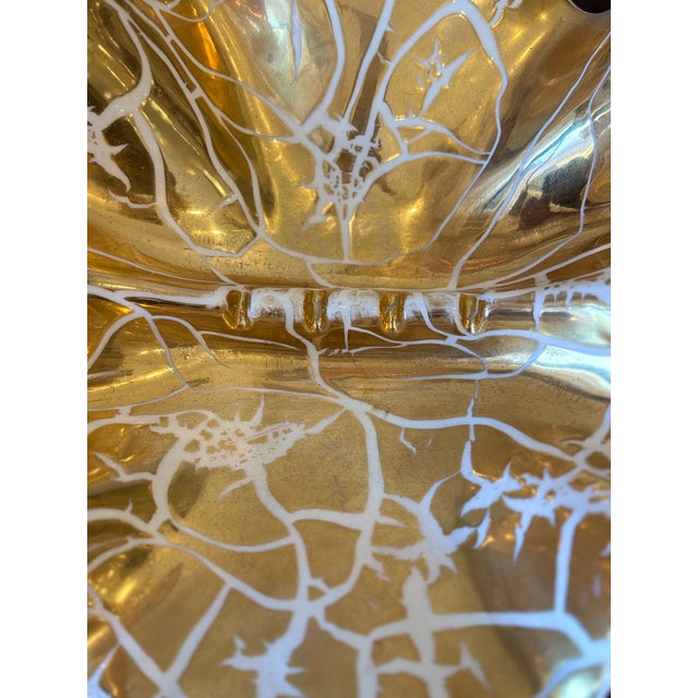 Vintage Oversized Gold Ceramic Clam Ashtray For Sale In Los Angeles - Image 6 of 7