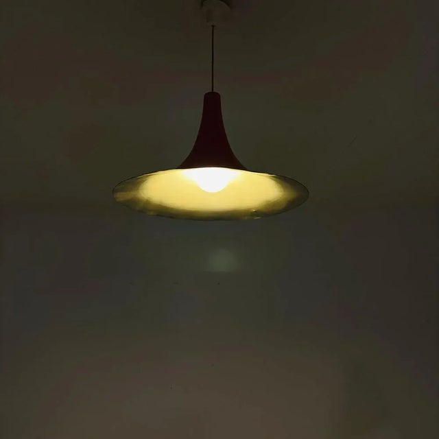 Mid-Century Danish Red Semi Pendant Light, 1960s For Sale - Image 4 of 11