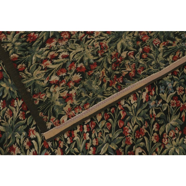 Rug & Kilim’s Tudor Style Kilim in Green and Red Florals With Beige Pictorials For Sale - Image 9 of 9
