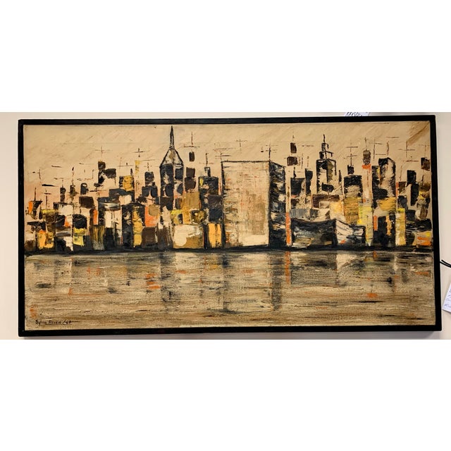Signed by the Artist Sylvia Rosen and dated 1964, this iconic NYC scene is a mid century marvel. All original including...