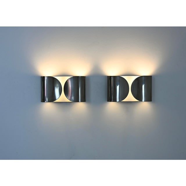Flos Chrome Foglio Wall Lamps by Tobia and Afra Scarpa for Flos, 1960s, Set of 2 For Sale - Image 4 of 13