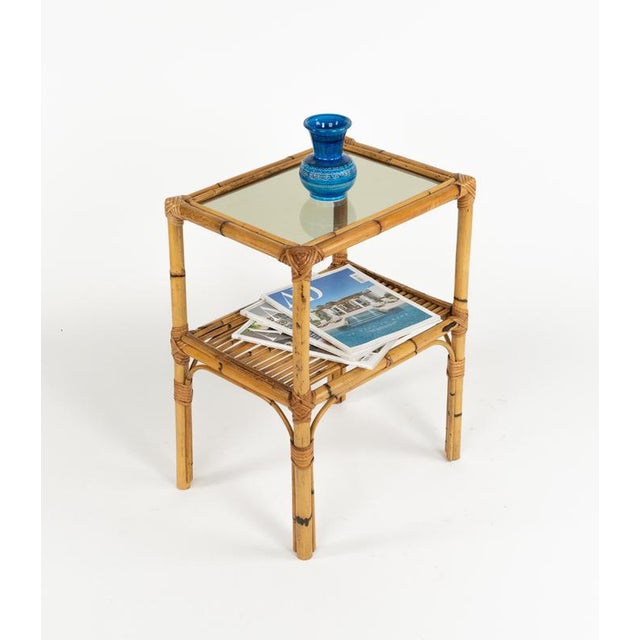 Midcentury Modern Side Tables in Bamboo and Glass, 1970s, Set of 2 For Sale - Image 16 of 18