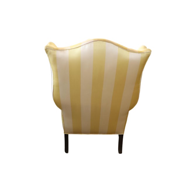 1910s Cream & Yellow Silk Wing Chair For Sale - Image 4 of 5