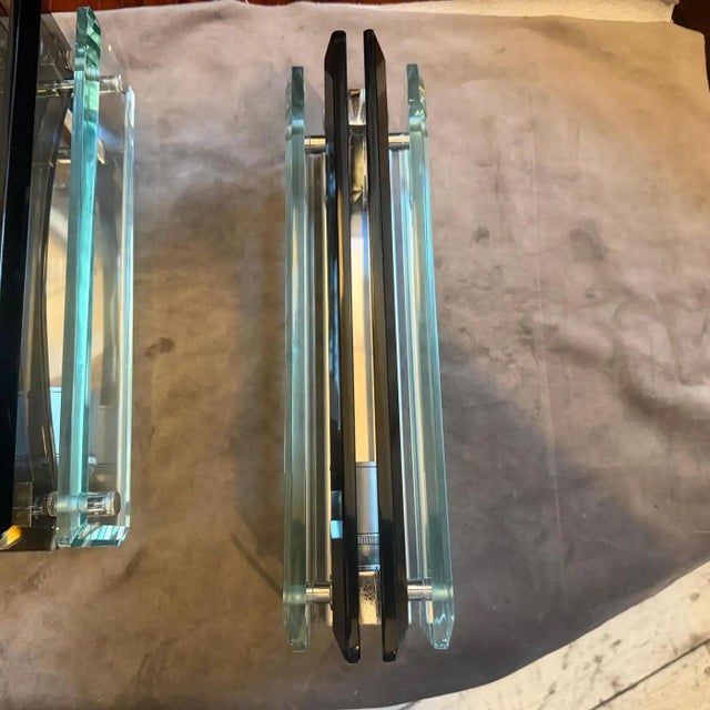 Two 1960s Space Age Heavy Glass Wall Sconces by Lupi Cristal Luxor For Sale - Image 13 of 14