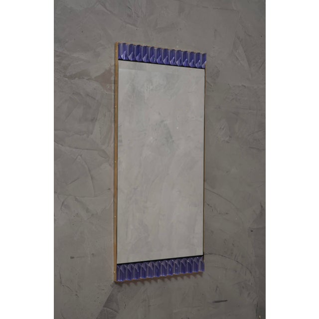 Periwinkle Murano Glass and Brass Wall Mirror, 1990s For Sale - Image 10 of 10