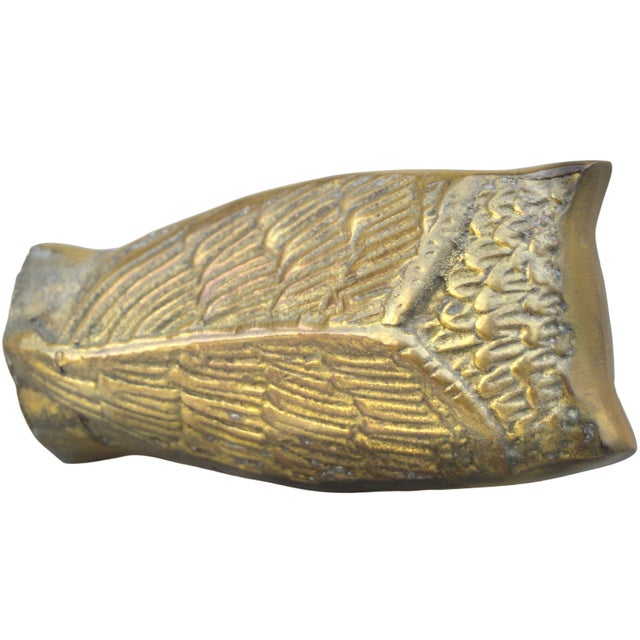 Mid 20th Century Mid 20th Century Hand-Engraved Americana Brass Owl Figurine Accent For Sale - Image 5 of 6