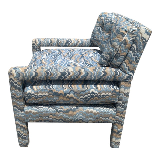 1970s 1970s Vintage Milo Baughman Style Upholstered Parsons Chairs For Sale - Image 5 of 8