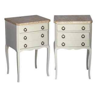 Antique Marble Top Nightstands, 2 Pieces For Sale