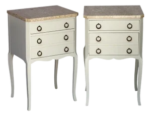 Antique Marble Top Nightstands, 2 Pieces