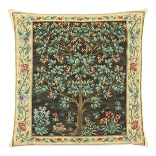 Tree of Life Dark Cushion With Feather Filler - 33x33cm (13"x13") For Sale