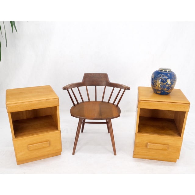 Mid 20th Century Russel Wright Conant Ball Pair Mid Century Modern Blond Birch Night Stands MINT! For Sale - Image 5 of 17