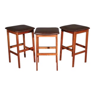 Set of 3 Teak Counter Stools, 1960s For Sale