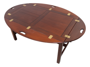 English Mahogany and Brass Butlers Tray Coffee Table, 1960s