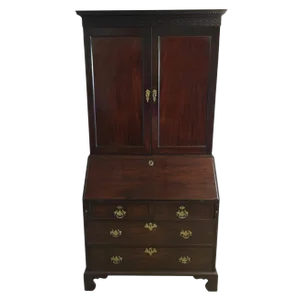 Early 19th C. English Mahogany Bureau Bookcase