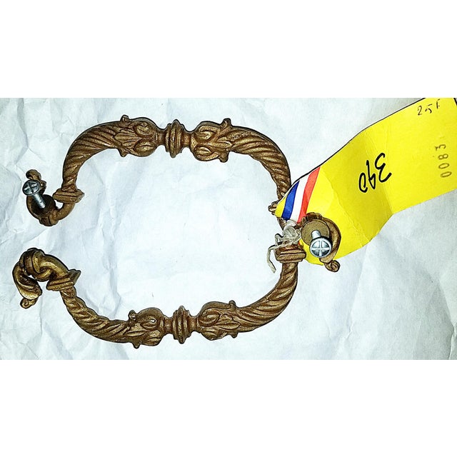 French 1960s French Dore' Bronze Hardware Pulls, a Pair For Sale - Image 3 of 6