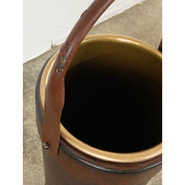 Brown Vintage Royal Crest Leather Umbrella Stand With Handle For Sale - Image 8 of 10