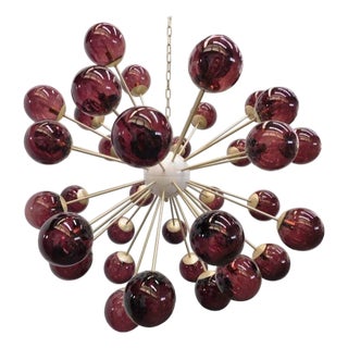 21st Century Italian Nova Satin Brass Amethyst Bubbles Murano Sputnik Chandelier by Fabio LTD For Sale