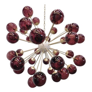 21st Century Nova Satin Brass Amethyst Bubbles Murano Sputnik Chandelier by Fabio LTD For Sale