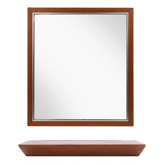 Mid-Century Teak Mirror with Shelf from De Coene, Belgium, 1960s, Set of 2 For Sale