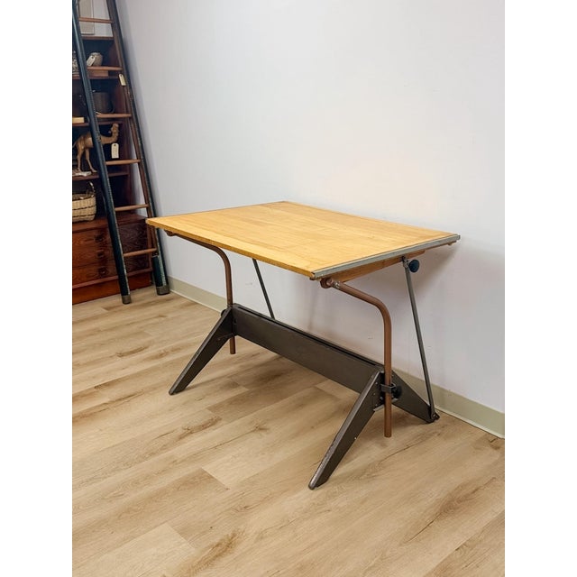 Mid-Century Modern Vintage Drafting Table Pivot Tilt Blonde Wood Artist Architect MCM For Sale - Image 3 of 14