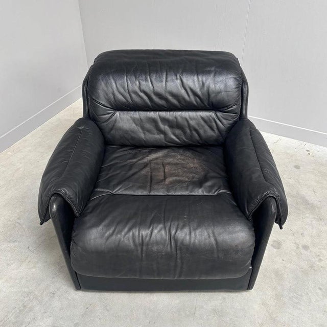Black Leather Club Chair by Dreipunkt, 1970s For Sale - Image 5 of 15